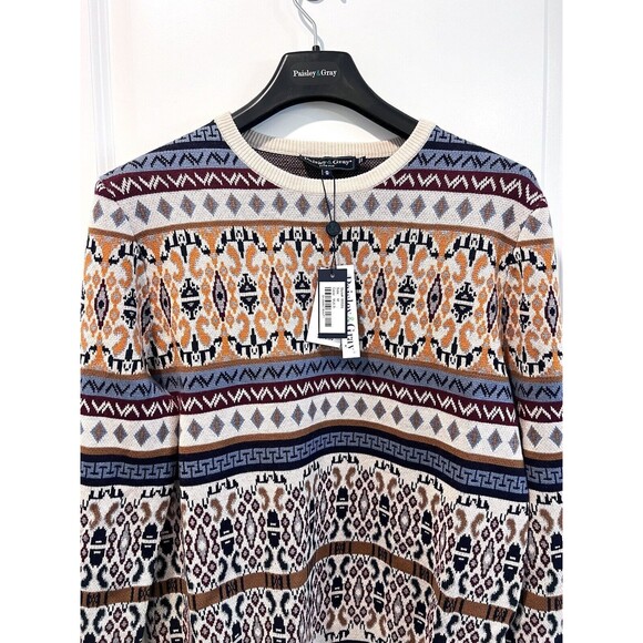 Paisley & Gray Men’s Jahn Beige Wool-Blend Crewneck Slim-Fit Sweater Size Medium - Picture 5 of 10